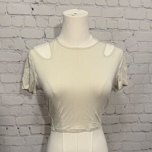 Lululemon Athletica Cream Cut-Out Crop Top